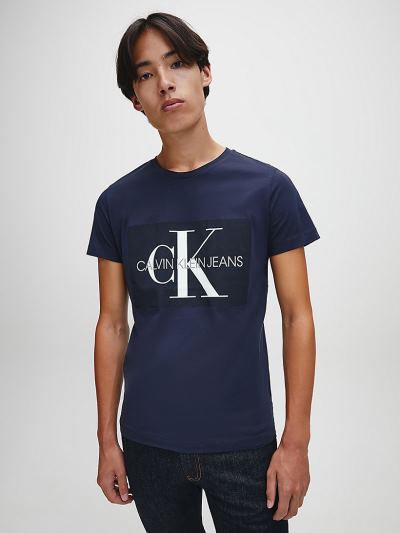 Calvin Klein Ruhák HU611254 | Calvin Klein Slim Logo Férfi Póló Sötétkék